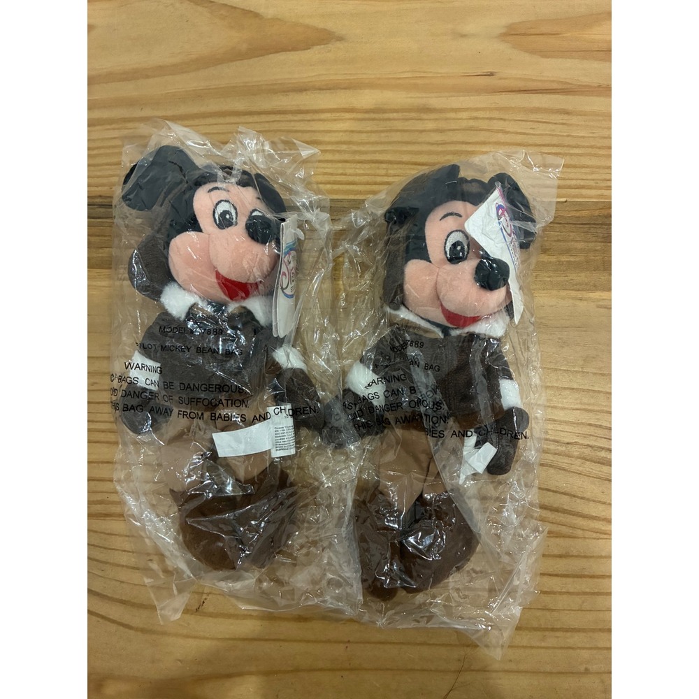 Disney Store Pilot Mickey Mouse Sealed Stuffed Toy With Tags X2